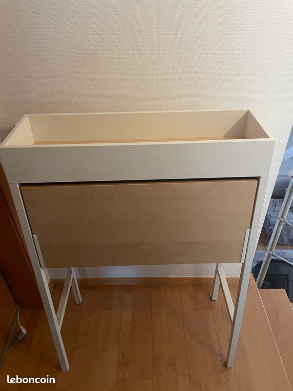 Petit bureau IKEA blanc & bois – Très bon état (image 1)