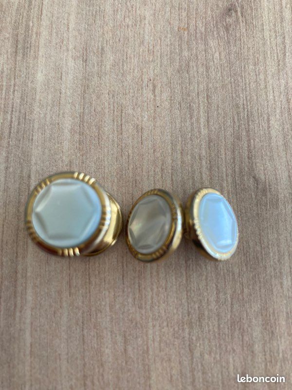 Paire De Boutons De Manchettes Vintage En Chaînette Dorée - Occasion Très Bon état - Style Rétro