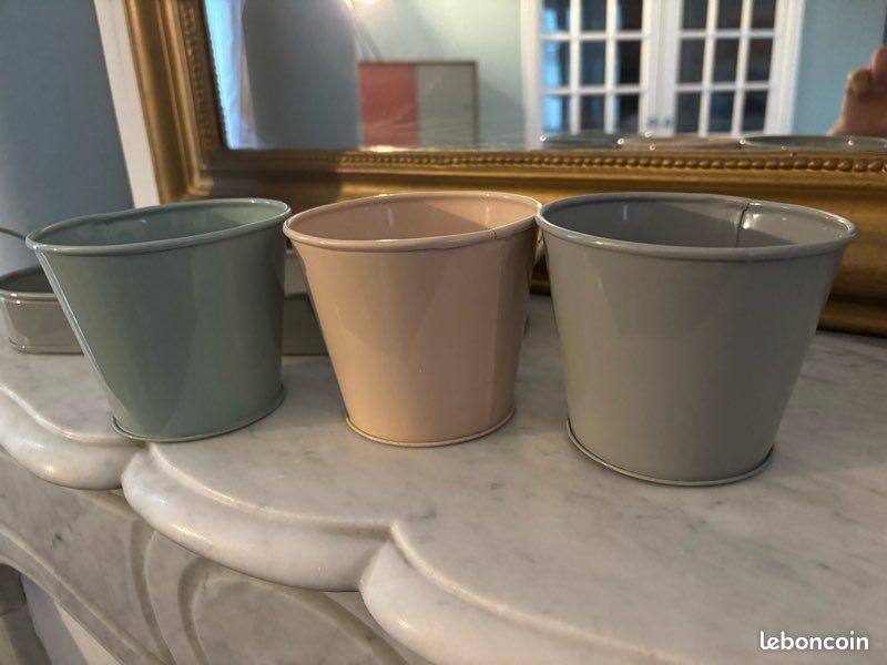Joli trio de pots pastels en métal pour succulentes (image 3)