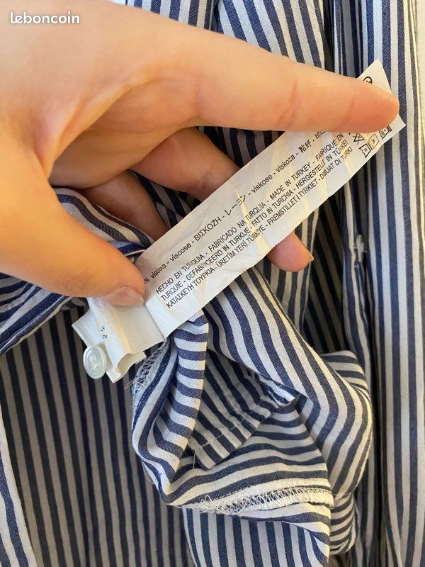 Chemise Rayée Bleu Zara Taille L - Très Bon état Occasion