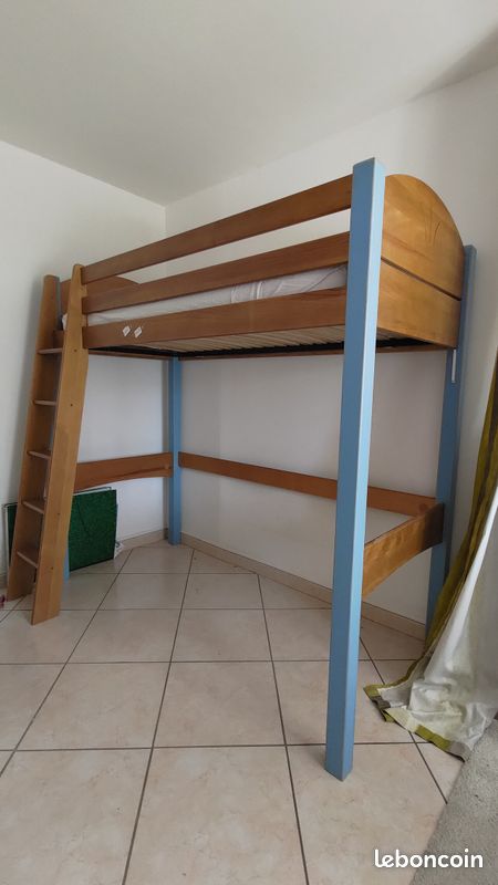 Lit Mezzanine 1 Place En Bois – Fabrication Française – Avec Matelas Inclus