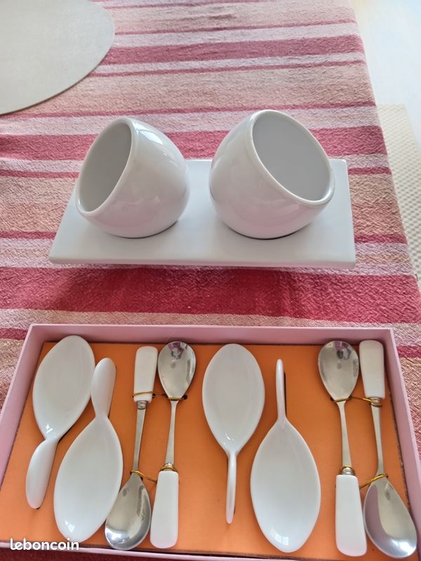 Service apéritif en céramique blanche – Ensemble complet (image 1)