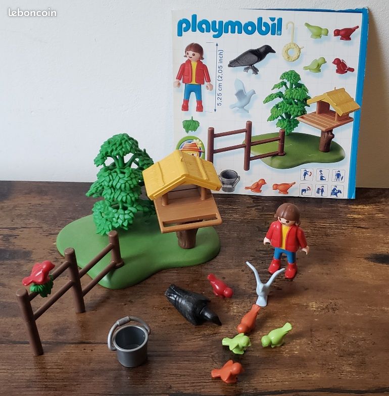 Lot PLAYMOBIL 4203 - Ferme Avec Abri à Oiseaux, Tracteur, Animaux - Occasion Très Bon état
