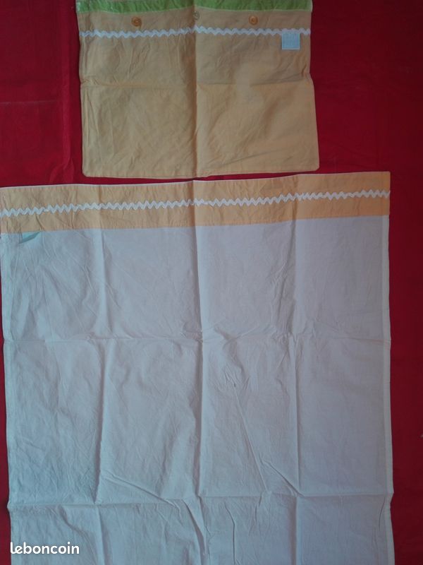 Ensemble litterie drap + housse taie d'oreiller bebe jaune orangé et blanc (image 4)