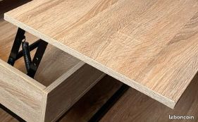 Table Basse Plateau relevable rectangulaire ELEA avec Coffre Bois Noir et façon hêtre (image 2)
