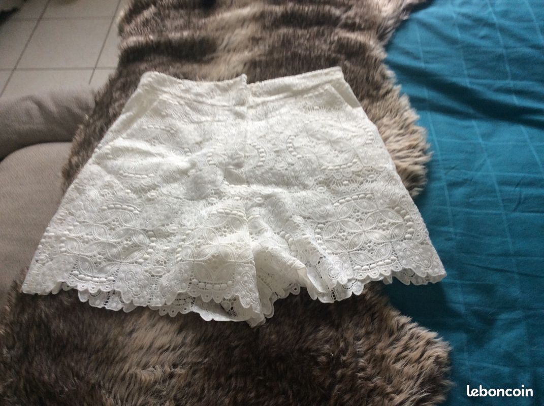 Short Maje Broderie Anglaise Blanc Cassée Neuf T36 (image 10)