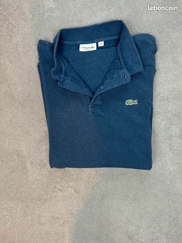 Polo Lacoste manche longue vintage devanlay bleu marine logo brodé 100% Cotton taille XL (image 1)
