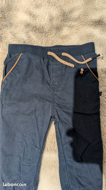 Pantalon jogger souple bleu marine Obaïbi - 12 mois (74 cm) (image 2)