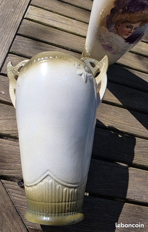 Paire de vases anciens Art Nouveau - Décor "Les Élégantes" Belle Époque (image 6)