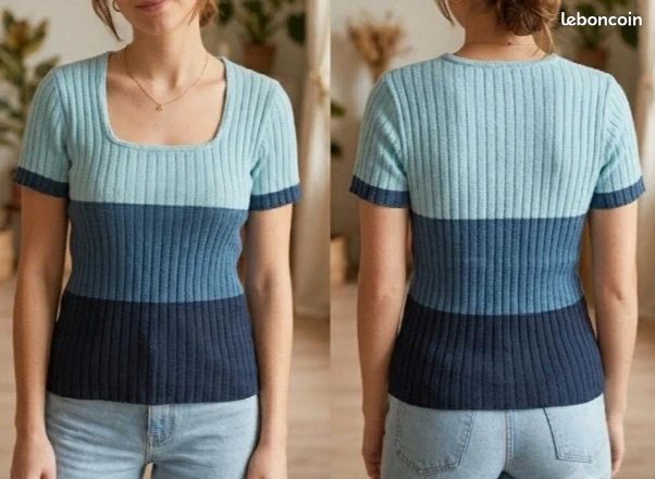 T-shirt 3 nuances de bleu (image 1)