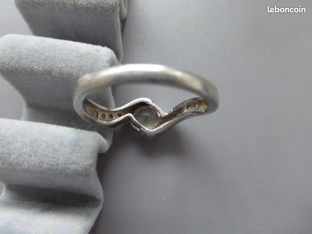 Bague argent 925 poinçons zirconiums marque DQCZ T.58 tbé (image 4)
