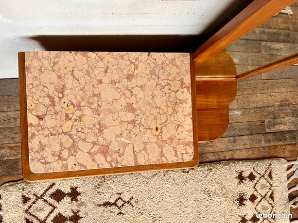 Coiffeuse Art Déco En Bois Massif - Table De Toilette Ancienne Avec Tiroir (90cm)