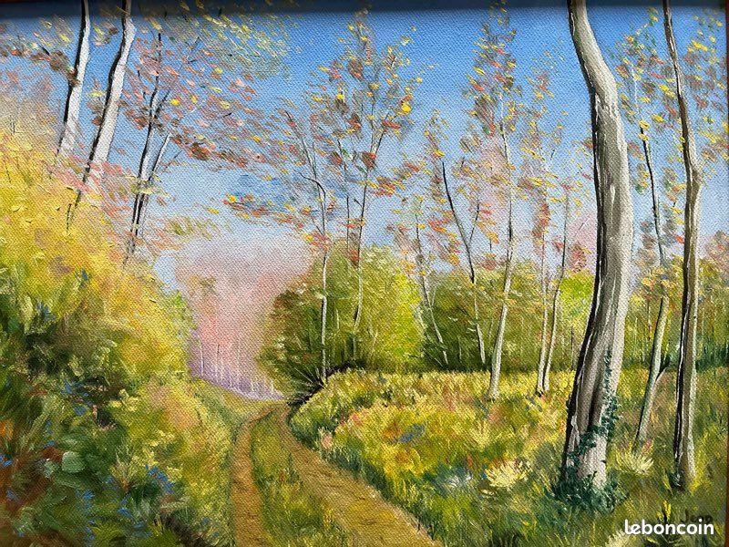 Tableau huile sur toile « vers l’étang « signé (image 4)
