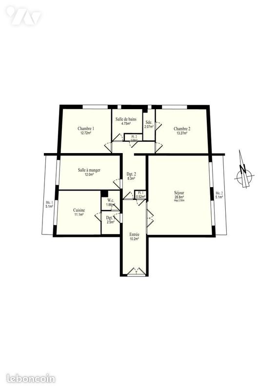 Appartement 5 pièces 109 m² · à Boulogne-Billancourt · 109 m² · 988 000 €