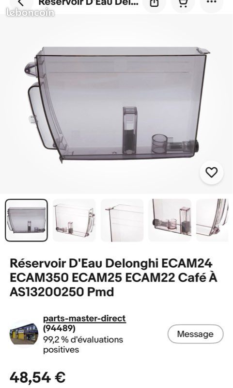 Réservoir D'Eau Noir Pour Machine à Café DeLonghi Magnifica EVO ECAM290.21 / ECAM292.81 - Pièce De Rechange Officielle Avec Poignée Et Couvercle