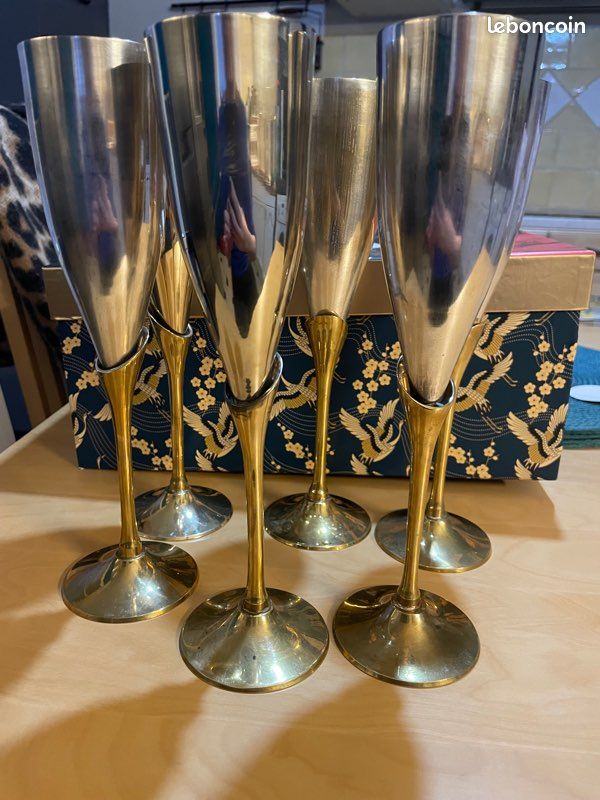 Flûte à champagne en argent et laiton (image 1)