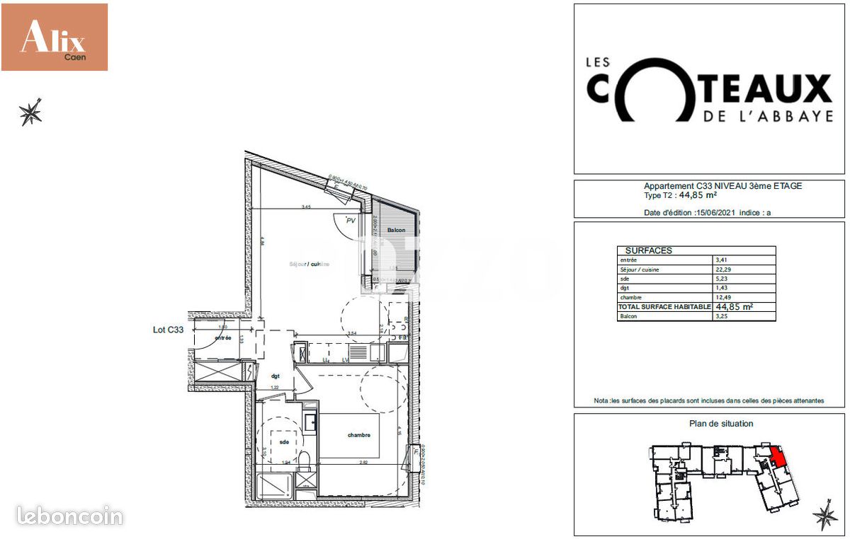 Appartement 2 pièces 44 m² · à Caen · 44 m² · 697 €/mois
