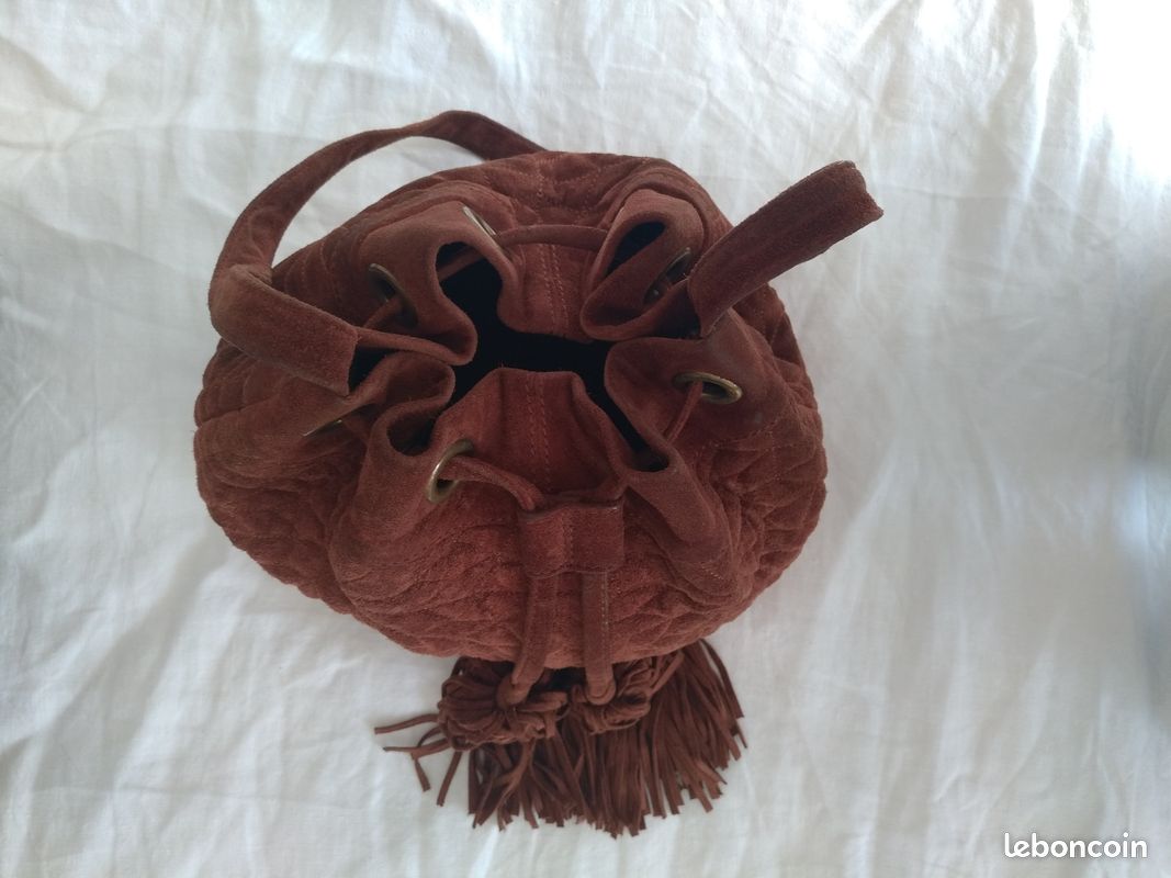 Sac à main Tossi cuir nubuck marron (image 3)