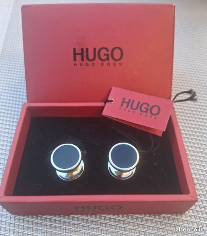 Boutons De Manchette Hugo Boss Vintage - Modèle Ancien Plaqué Argent - Occasion