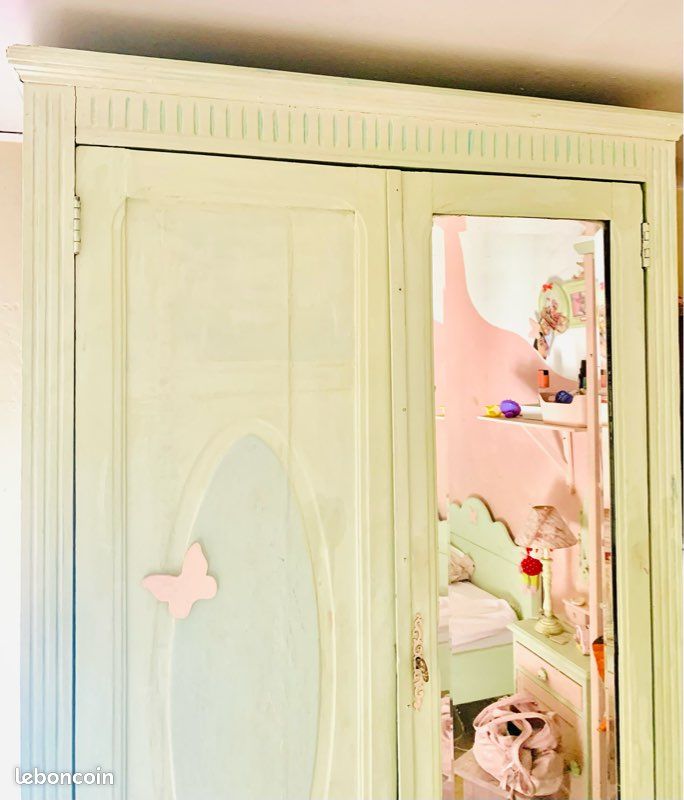 Chambre fille vintage chêne peint (image 5)