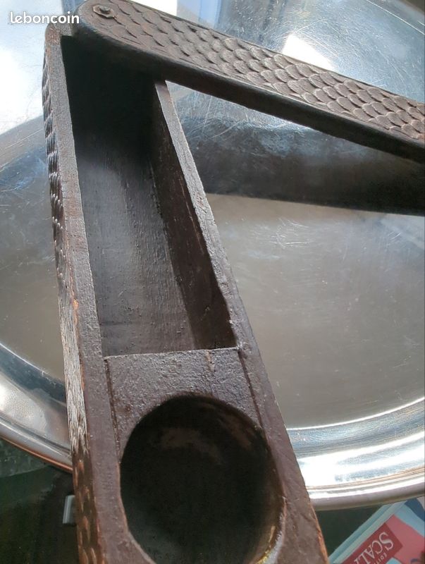 Plumier en bois sculpté main début 19e (image 3)