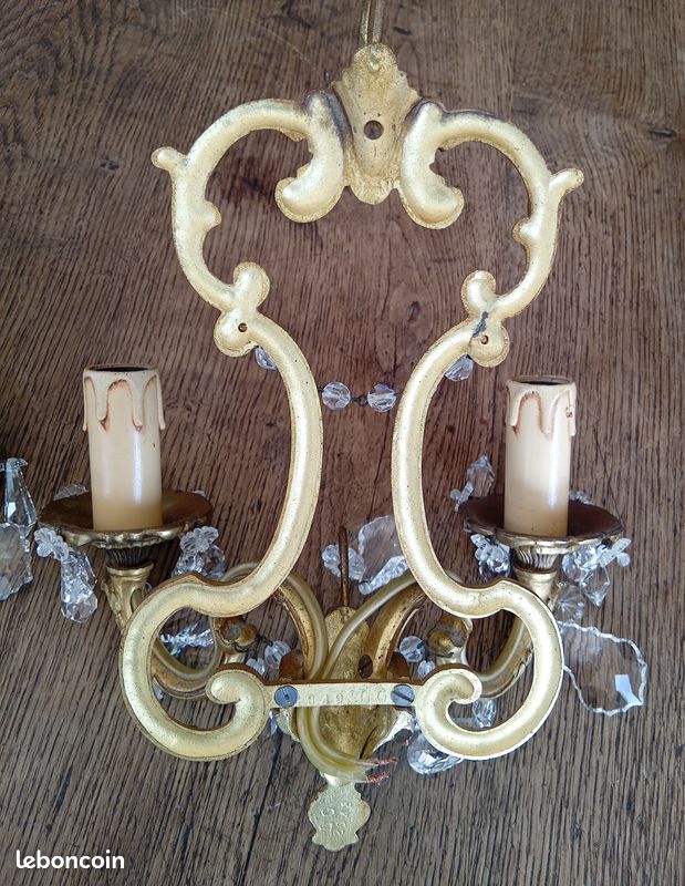 Broche Baroque Vintage Avec Pampilles En Verre Et Celluloïd - Métal Doré