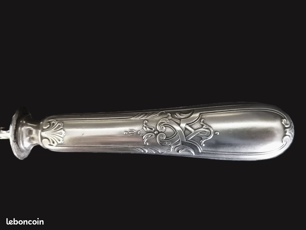 Set couverts pour couper la viande en métal argenté et acier forgé, style Napoléon III (image 11)