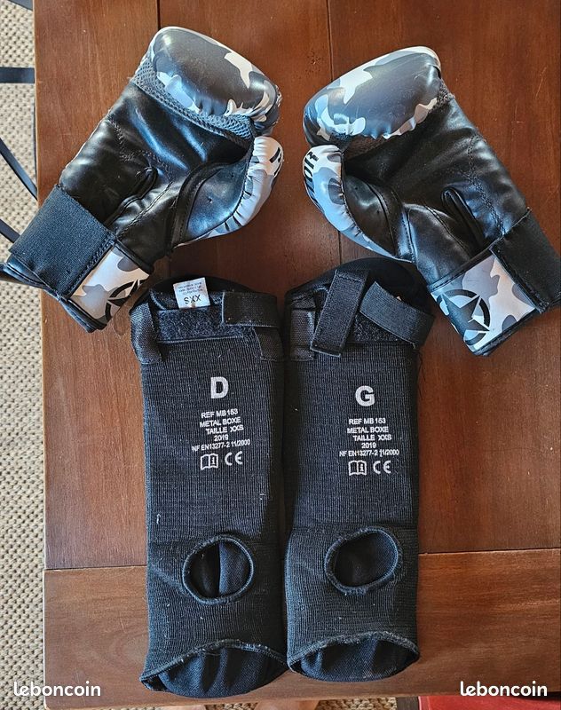 Gants de boxe metal 6oz et protege tibia metal xxs (image 2)
