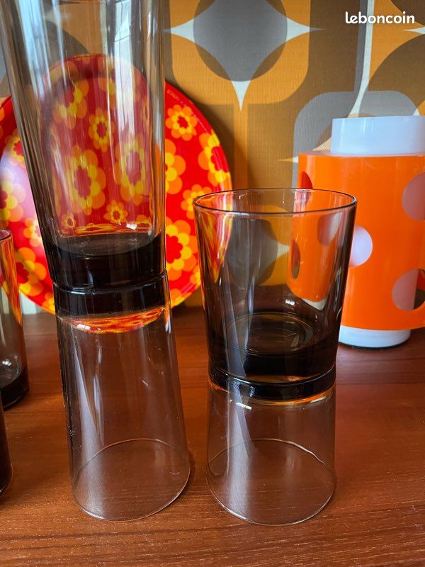 Lot De 8 Verres Vintage Pop Années 60/70 - Multicouleur - Bon état