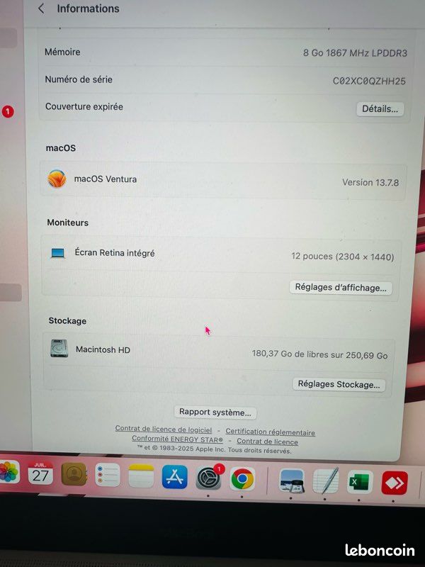 MacBook 12" Retina (2017) Or - 8 Go RAM / 256 Go SSD (image 5)