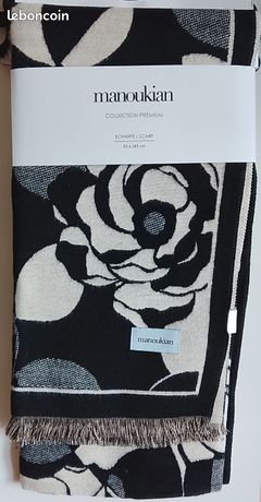 Étole Vintage MANOUKIAN En Cachemire - 72x190 Cm - Bleu - Occasion