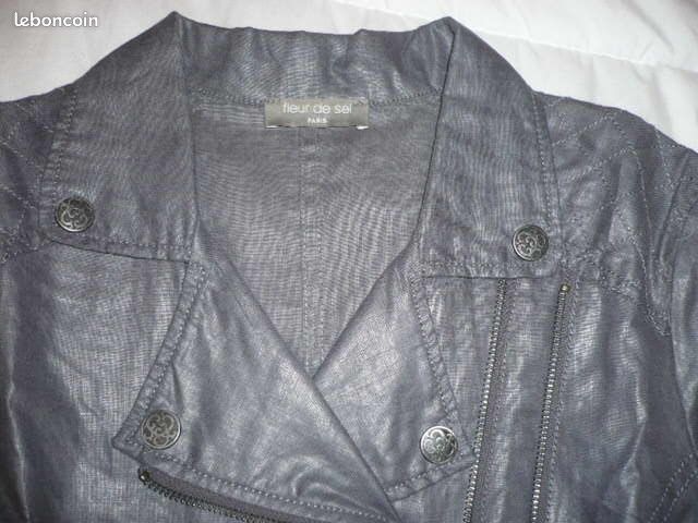 Veste lin grise forme perfecto FLEUR DE SEL T38 neuve (image 6)