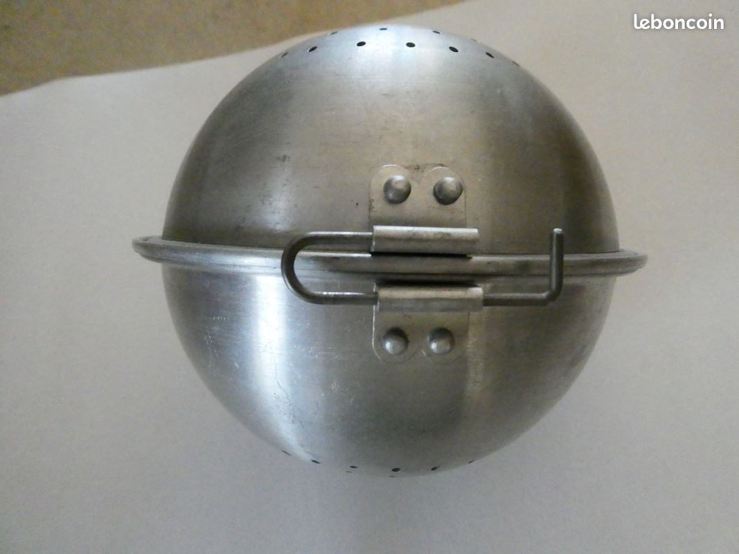 Boule à Riz En Verre Et Aluminium – Cuillère à Trous – Made In France – Vintage