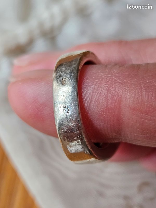 Bague Ancienne En Argent Massif 925 - Jonc Large, Style Agatha, Anneau Créateur