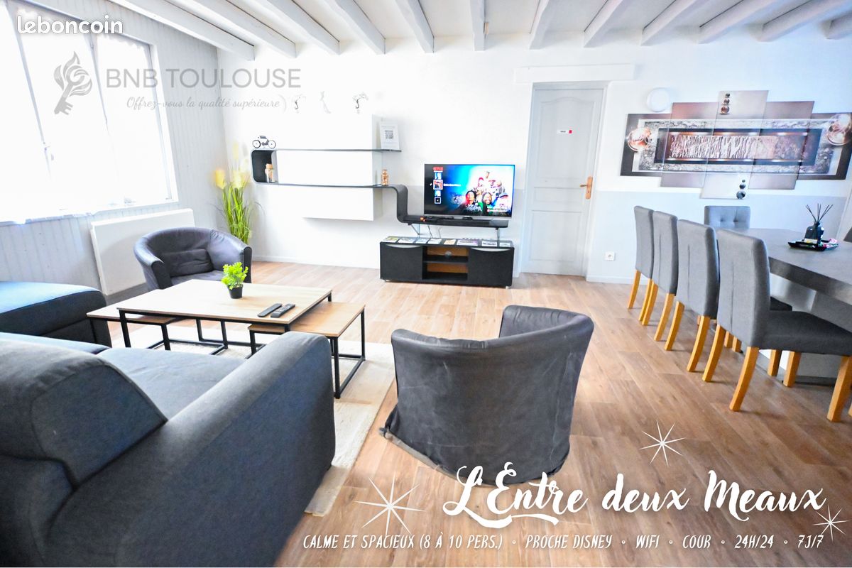⭐ Entre deux Meaux ⭐ Proche Disneyland Paris ⭐ 8 à 10 personnes ⭐ WiFi ⭐ 24h/24 ⭐ 7j/7 ⭐ (image 2)