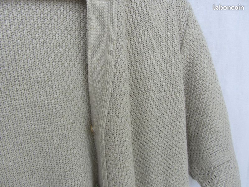 Cardigan à manches courtes beige clair vintage (image 17)
