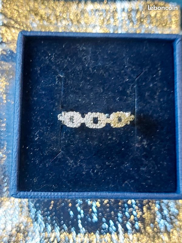 Bague Maillon de chaine et strass argent (image 1)