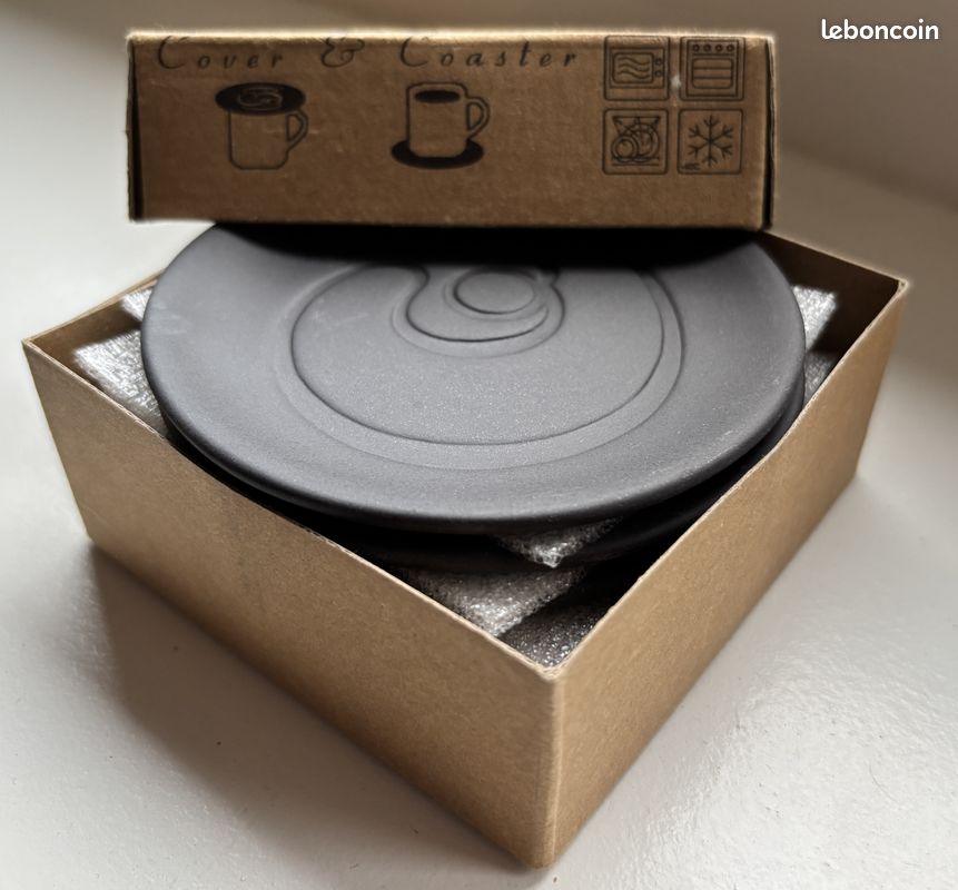 6 couvercles et sous-verres / cover and coaster en porcelaine noire (image 6)