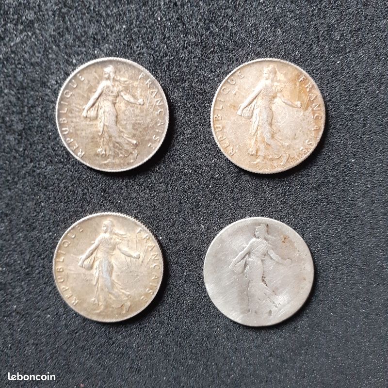 Lot N° 2 de 4 pièces de 50 Centimes Argent (image 2)
