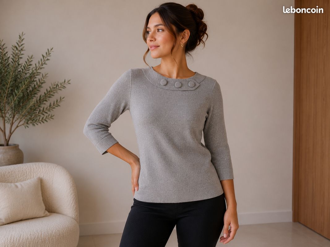 Pull gris Taille M Phildar Neuf (image 1)