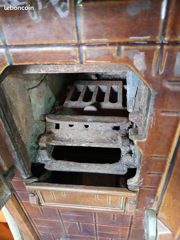 Ancienne Gazinière En Fonte Et Carrelage Émaillé - Début XXe Siècle - Occasion