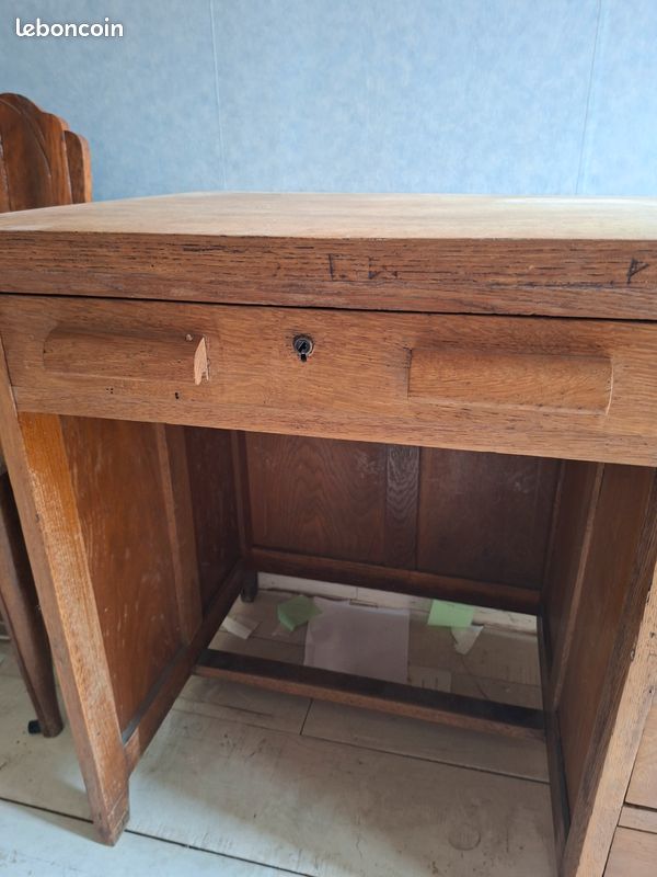 Bureau ancien bois naturel (image 3)