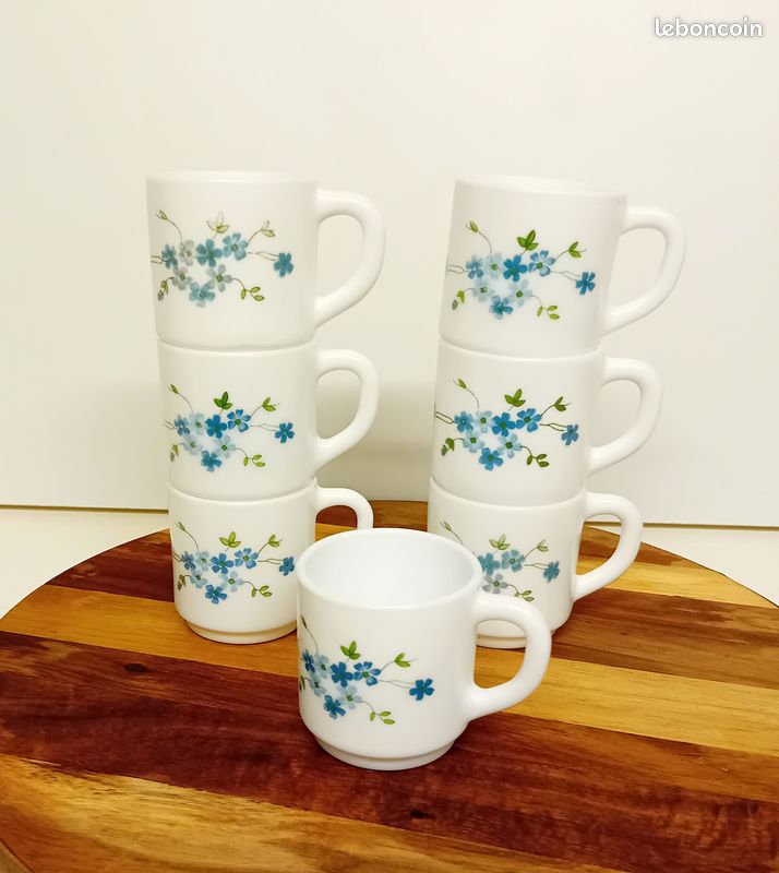 lot de 6 tasses café et sous tasses petit modéle arcopal service