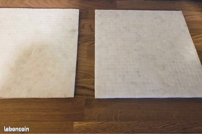 MOSAÏQUE MARBRE Blanc Véritable RARE 1x1 cm sans joints Carrelage du Marais 10 plaques de 33cm TBE (image 2)