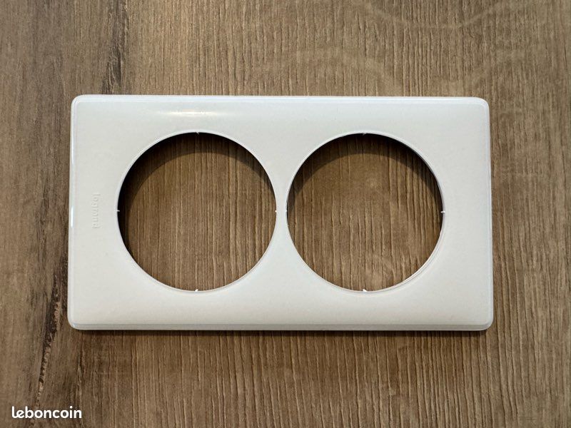 plaque de finition - 2 postes - entraxe 57 mm - aluminium satiné
