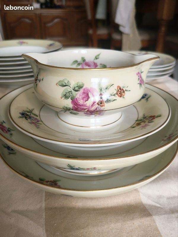 Ensemble en porcelaine de Limoges Théodore Haviland décor floral - Vintage (image 2)