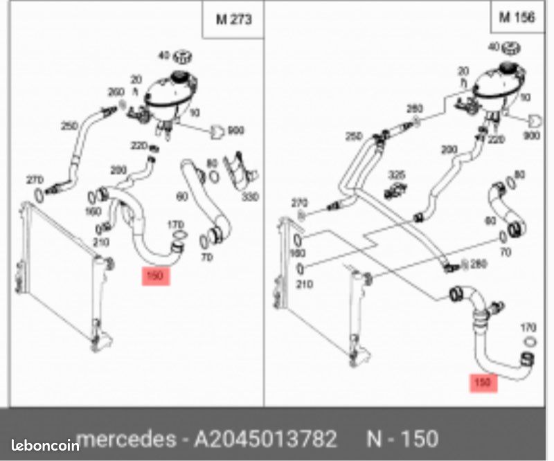 Durite conduite flexible tuyaux de liquide de refroidissement de radiateur Mercedes Classe C W204 S204 E W212 S212 C207 berline Break coupe neuf original (image 3)