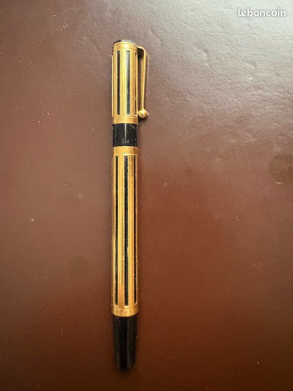 Stylo Plume Waterman Watermina - Habillage Plaqué Or, Résine Noire, état Parfait (occasion)