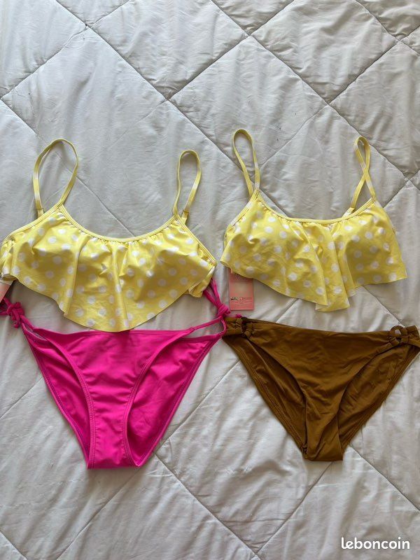 Lot maillots haut bas ensemble bikini Penti ardene jaune rose