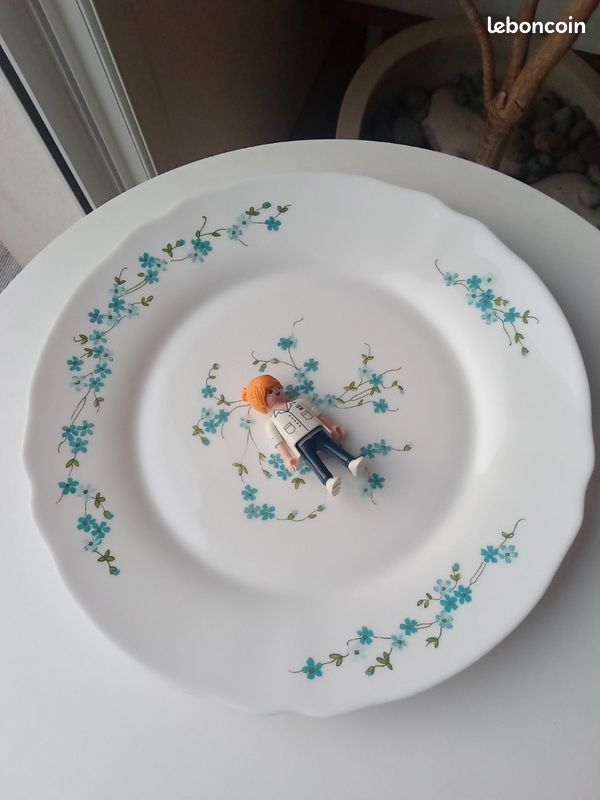 Lot 3 plats, saladier Arcopal myosotis veronica - Arts de la table